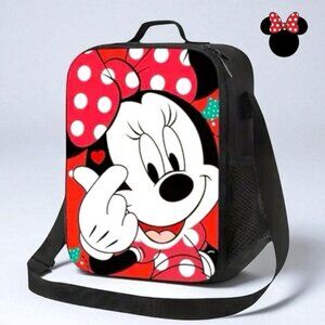 Disney’s Minnie Mouse Lunch Bag Insulated Polka Dot Red Black Meal Bag Tote NEW